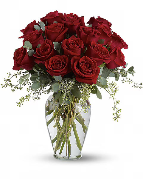 Beautiful red roses in vase